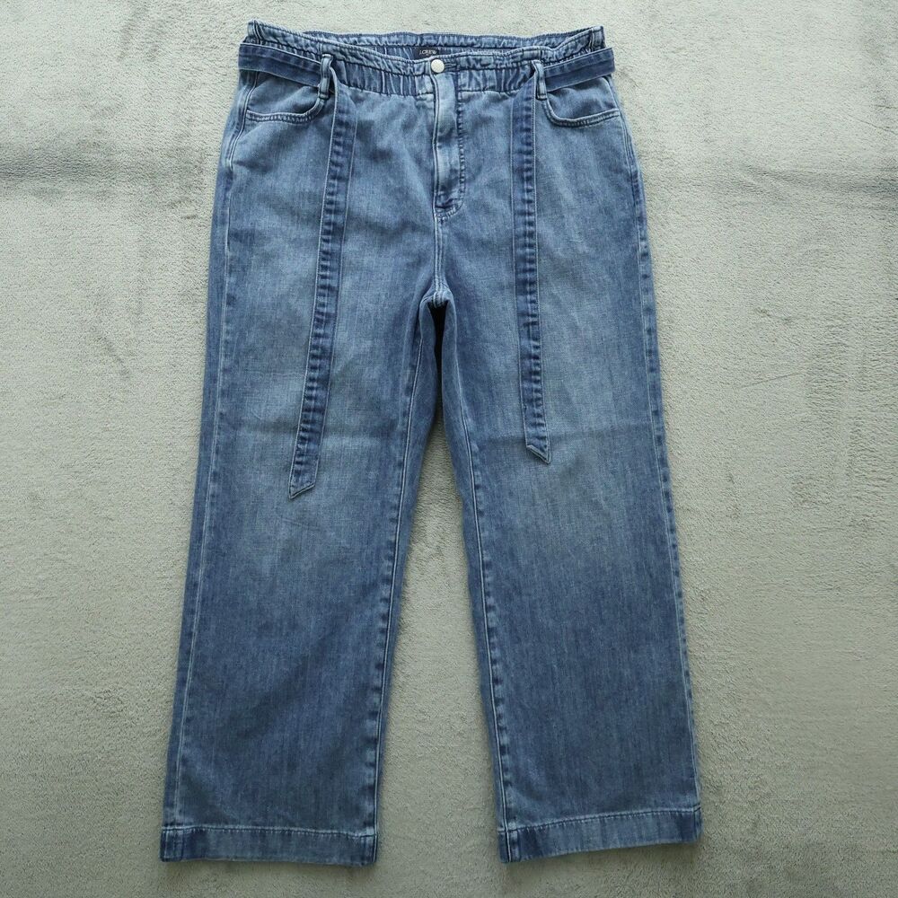 J. Crew Jeans Women's Size 32T Blue High-Rise Elastic Waist Straight 28" Inseam